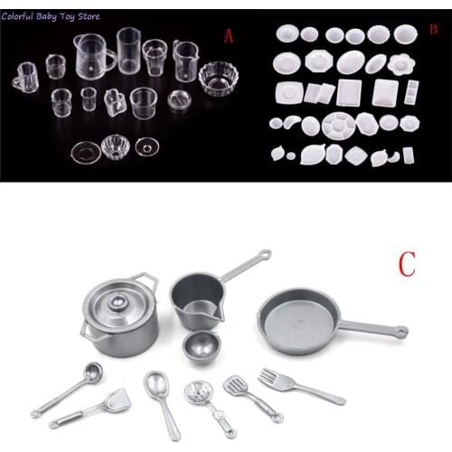 Doll House Miniature Transparent Plate Cup Dish Bowl Tableware Set 1:12 Scale Doll Food Kitchen Living Room Accessories