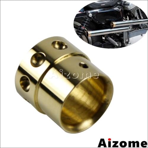 Cafe Racer Brass Drilled Exhaust Tips 1-3/4" Old School Motorcycle Exhaust Muffler Pipe Tip For Harley Scrambler Cruiser Bobber