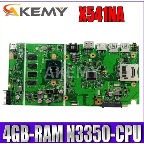 Akemy X541NA Laptop motherboard for ASUS X541NA original mainboard 4GB-RAM N3350/N4200/N3700-CPU