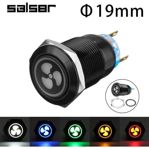 19MM Metal Push Button Switch For 12V System LED Flat Round Self Lock Latching Fix Tpye IP65 Waterproof On-off DIY