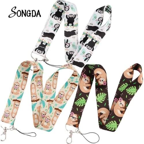Cute Lazy Sloth Cartoon Lanyard Neck Hanging Straps Keychains Holder Mobile Phone Charm Badge Subway Card Keycord Jewelry Gifts