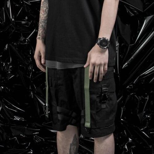 Men Shorts Pupil Travel Tactical Cargo Shorts Double Wide Side Pockets with Magnetic Buckle Techwear Darkwear Ninjawe Streetwear