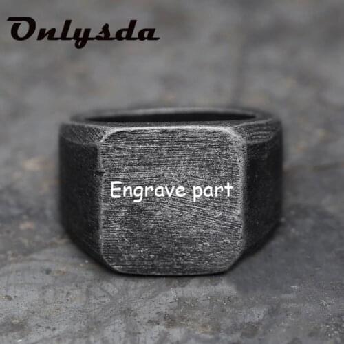 Custom Design Personalised Engrave Retro Simple Plain Stainless Steel Ring For Man Women Couple Gift Wedding Jewelry OSR806