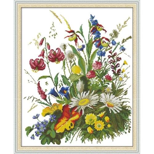 Flowers of the wilderness cross stitch kit aida 14ct 11ct count print canvas cross stitches needlework embroidery DIY handmade