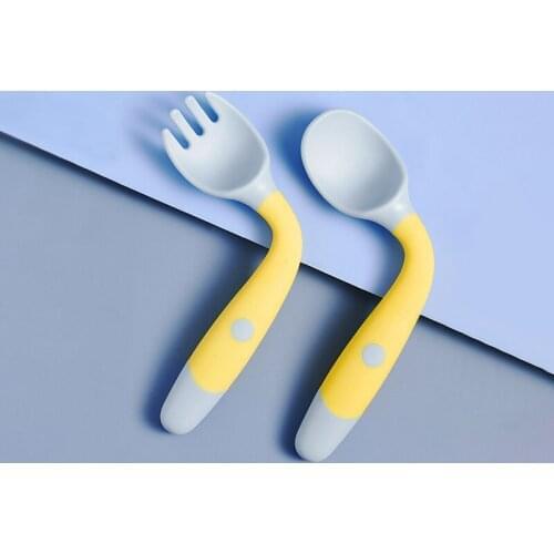 Spoon For Baby Utensils Set Auxiliary Food Silicone Spoons Toddler Learning Eating Training Bendable Soft Infant TablewareC