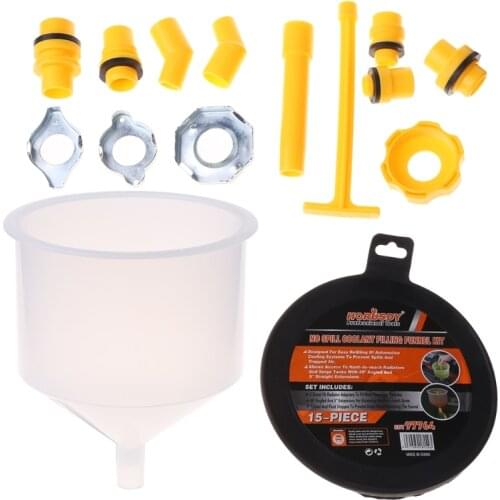 X7AE 15Pcs Plastic Filling Funnel Spout Pour Oil Tool Spill Proof Coolant Filling Kit