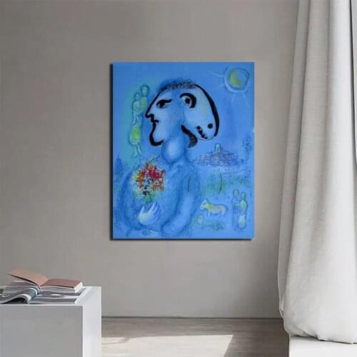 Marc Chagall The Blue Bird Wall Art Canvas Painting Posters Prints Modern Painting Wall Picture For Living Room Home Decoration