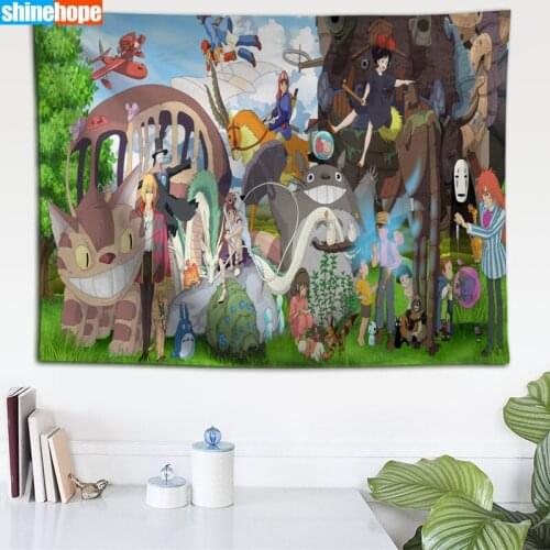 Custom Spirited Away tapestry wall hanging tapestry home decoration rectangle bedroom wall art tapestry 140X250cm