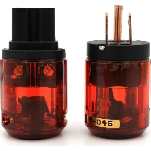 One Pair P046+C046 99.99% OFC Red Copper US Power Plug