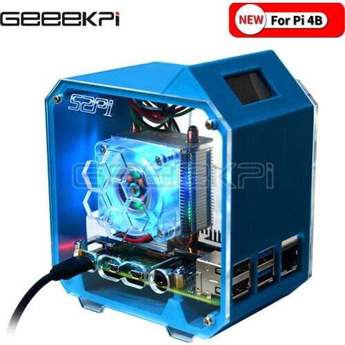 GeeekPi Ice Tower Cooling Fan V2.0 Super 7 Colours Light Bracket 3D Printer Case for Raspberry Pi 4B / 3B / 3B