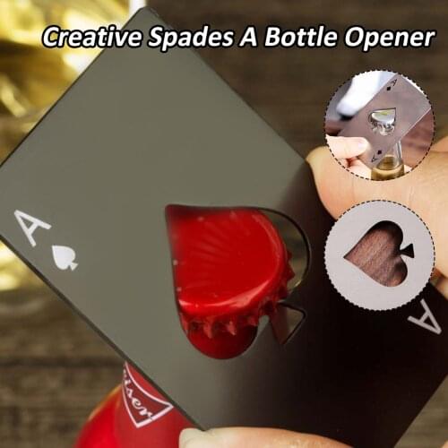 Creative Spades A Bottle Opener Stainless Steel Credit Card Size Beer Can Opener Kitchen Bar Tools Birthday Gifts Party Supplies
