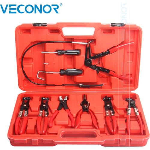 Veconor Mechanics 9 Pcs Hose Clamp Pliers Removal Garage Tool Set Swivel Jaw Flat Band