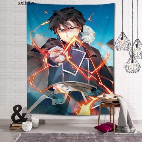 Anime Fullmetal Alchemist Tapestry Customizable Bohemian Wall Hanging Room Carpet HD Tapestries Art Home Decoration Accessories