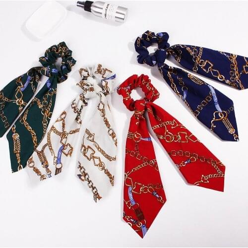 Floral Women Fashion Hair Scrunchie Bows Ponytail Holder Girl Knot Cute Hair Ties For Womens Hair Accessories Headwear