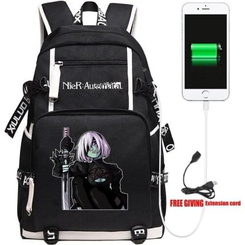 PS Game NieR:Automata 2B Backpack Nier Travel Shoulder Laptop Bags Anime Kids Teens School Student Bags Bookbag