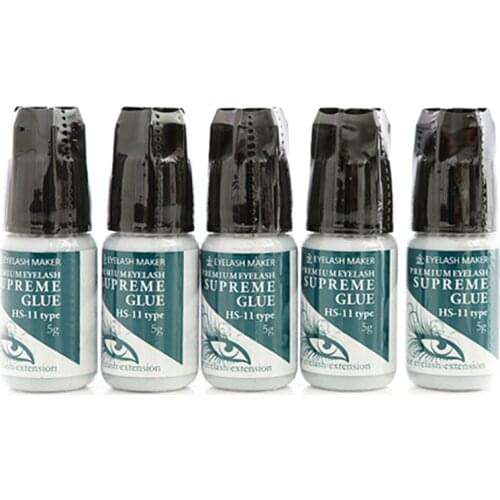 SUPREME Glue HS-11 5g 5Pcs Korea Perfect Viscosity Low Odor Lower Irritation Adhesive Glue Dring Time 3-4 Second Last 5-6Weeks