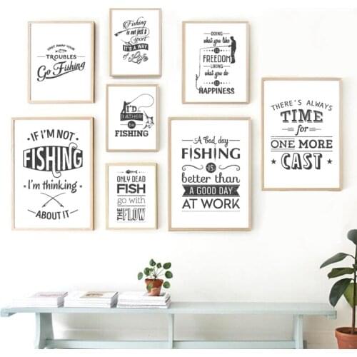 Fishing Typographic Quotes Vintage Posters and Prints Wall Pictures Modern Minimalism Wall Art Canvas Painting Home Wall Decor