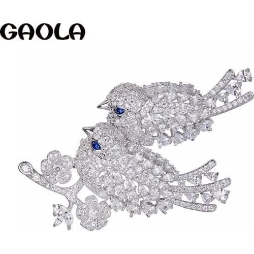 GAOLA Luxury Zirconia Crown Brooches For Women Clear Crystal Broche Dress Suit Lapel Badge Pins Decorations Jewelry GLX0285