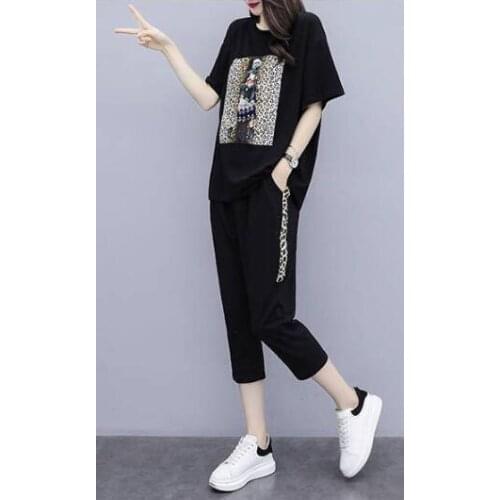 Outfit tracksuit sportswear set for women 2 piece set plus size top and pants suits female 2021summer clothing