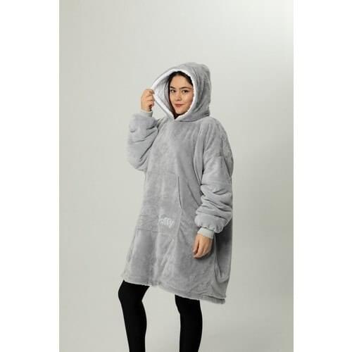 Winter Sherpa blanket with sleeve Ultra plush blanket Sweatshirt One Size Very Comfortable Double Sided Hooded flannel blanket