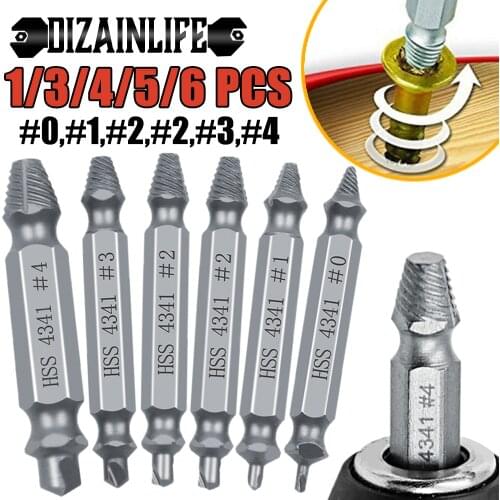 1/6PCS Damaged Screw Extractor Drill Bit Set Stripped Broken Screw Bolt Remover Extractor Easily Take Out Demolition Tools
