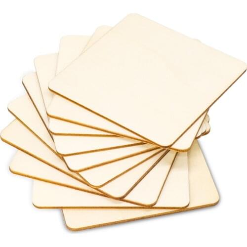 10 PCS 80mm Unfinished Wood Pieces Wooden Squares Slices, Natural Rustic Craft Wood for Home Decoration, DIY Laser Engraving