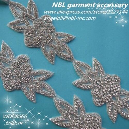 10 YARDS) Wholesale hand beaded bridal rhinestone trim applique iron on for wedding dress WDD0256