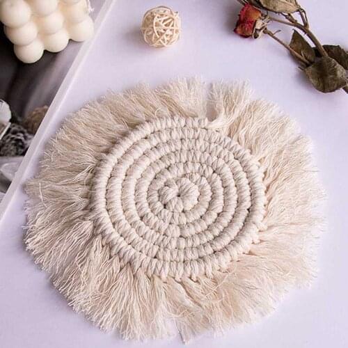 13 styles Cotton Tassel Coaster Handmade Macrame Cup Cushion Bohemia Style Non-slip Cup Mat Photography Props
