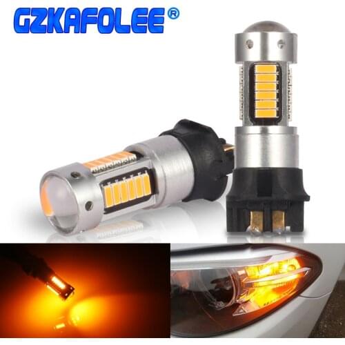 2pcs Canbus OBC PW24W PWY24W LED Bulbs Turn Signal Lights For Audi A3 A4 Q7 BMW Volkswagen Daytime Running Lights White Yellow