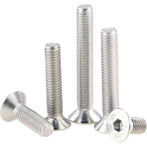 30PCS M2x3 4 5 6 8 10 12 304 Stainless Steel Hexagon Hex Socket Countersunk Screw Flat Head Screw Allen Bolts DIN7991 M2*3 M2*12