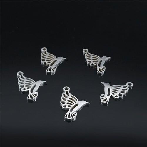 5PCS Stainless Steel Hummingbird Animal Pendant for Women/Men Silver Color Small Fashion Jewelry 2021 NXS04
