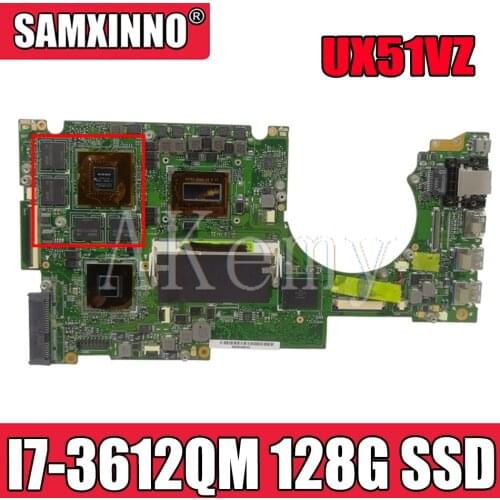 Akemy For Asus UX51VZ UX51VZA UX51V U500V Loptop Motherboard Mianboard tested 100% work with I7-3612QM 128G SSD UX51VZH
