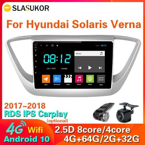 4G LTE Wifi 2Din DSP Android 10 Car Radio Multimedia audio Player GPS Navigation For Hyundai Solaris 2 Verna 2017 2018 no DVD