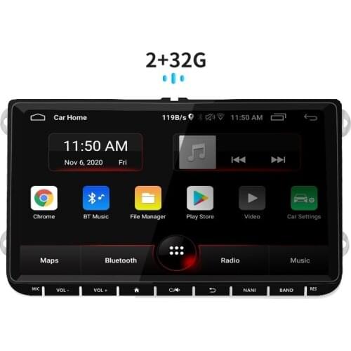 9 Inch 2 32G 2 din BT Car Radio Multimedia Player Android Car Stereo HIFI Audio GPS System Black Band IPS for VW Skoda