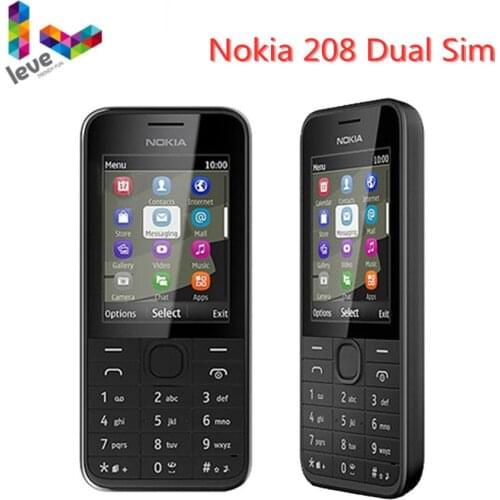 Used Nokia 208 Dual Sim Version Phone, NO Hebrew, GSM Unlocked Mobile Phone