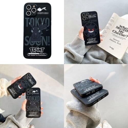 Pokemon Pikachu Gengar Anti-drop Mobile Phone Case for Iphone 7 8Plus Xr 11 12 Promax Cartoon Fashion Fine Hole Soft Case