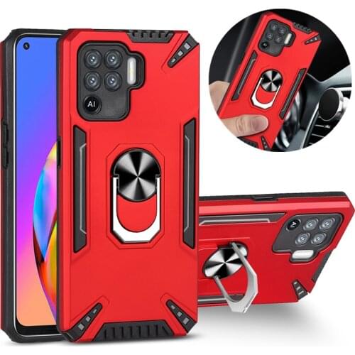 For OPPO F17 F19 Pro Case Shockproof Stand Bumper Armor Cover For Magnetic Car Finger Ring Holder Protection Phone Cases Shell