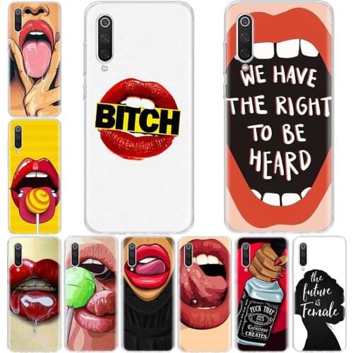 Sexy Lady Red Lips Hot Girl Phone Case For Xiaomi Redmi Note 10 9S 8T 9 8 7 6 5 Pro S2 9C 9A 8A 7A 6A 5A K30 K20 Cover