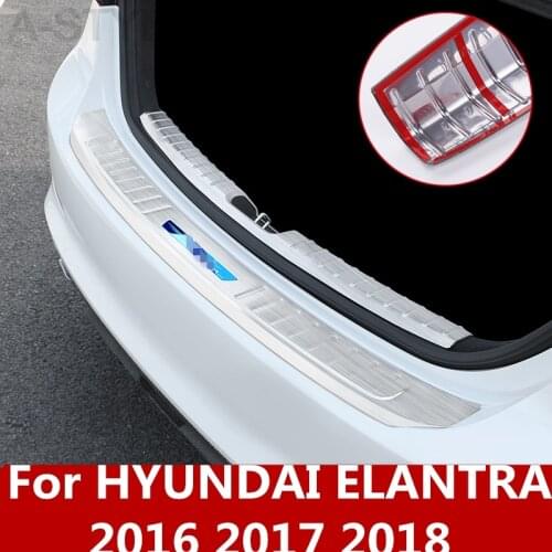 For hyundai Elantra 2016 2017 2018 stainless steel Exterior/Interior Rear Trunk Bumper Scuff Plate Door Sill Auto Accessories