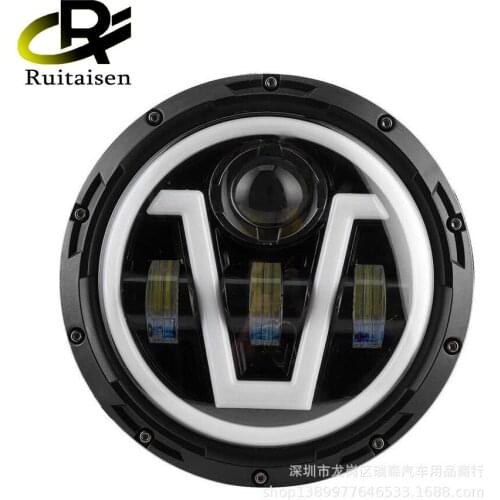 Headlights for modified car LED headlights far and near beams with V-shaped daytime running lights headlights