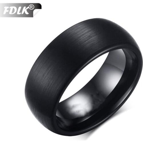 FDLK 8mm Mens Fashion Matte Stainless Steel Ring Mens Wedding Bands Jewelry