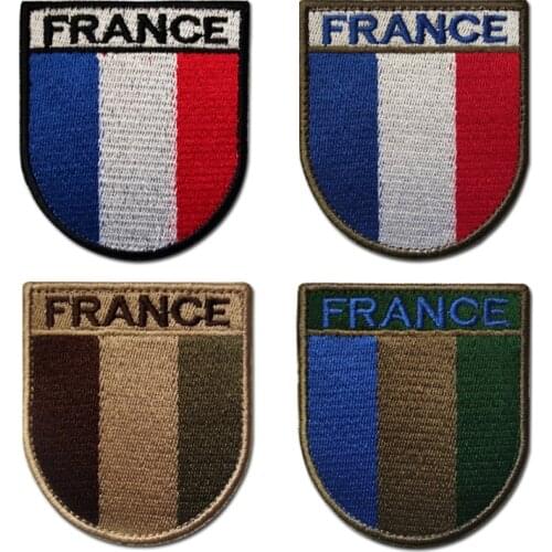 French Army Flag Shield France Tactical Military Badge Embroidery Velcro Patches Clothes Armband Hat Backpack Bag Stickers