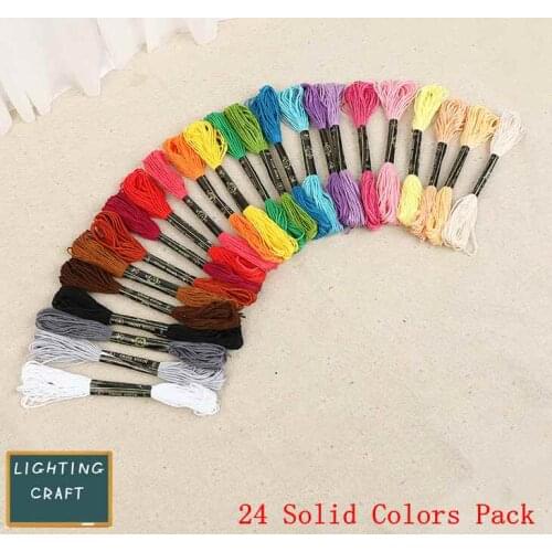 24pcs/50Pcs/100Pcs Solid Color Cross Stitch Cotton Embroidery Thread Pastel Floss Sewing Skeins Craft Diy