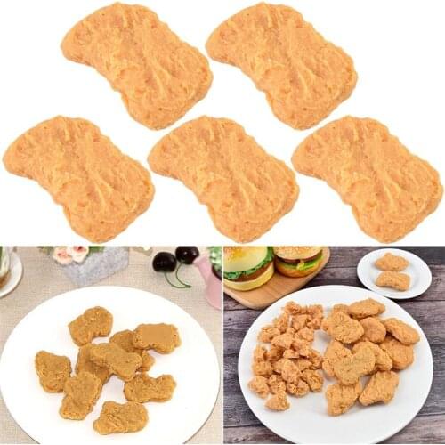 5pcs Lifelike Artificial Food Fake Realistic Chicken Nugget Simulation Food Kids Toy Photography Props Home Decor