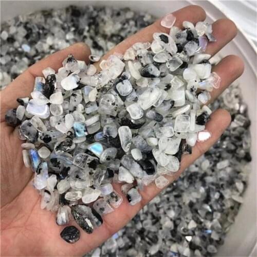 Natural rock quartz black white rainbow moonstone tumbled stone crystal gravel for christmas decoration