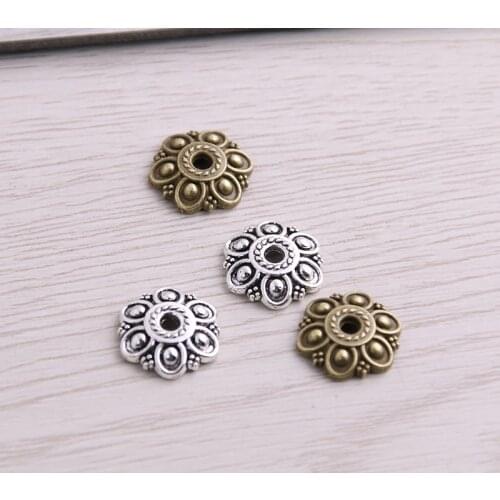 SWEET BELL 60pcs 13*14mm Two Color Receptacle Hollow Small Flower DIY Spaced Jewelry Accessories Charms For Jewelry Making