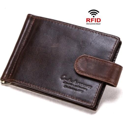 RFID Anti-theft Swipe Soft Leather Men Card Holder Wallet Short Mini Coin Purses Multifunctional Buckle Small Wallets