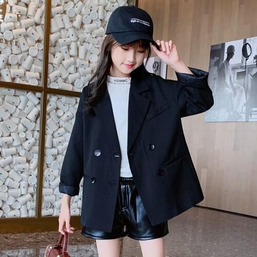 Girls' Suit 2021 New Korean Version of The Big Childrens Small Suit Spring and Autumn Black Jacket Kid Coat