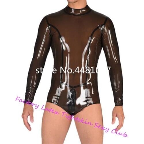 Hand Made Latex Catsuit Men Sexy Zentai Latex Rubber Swimsuit Latex Bodysuits for Males Customized mens body suit