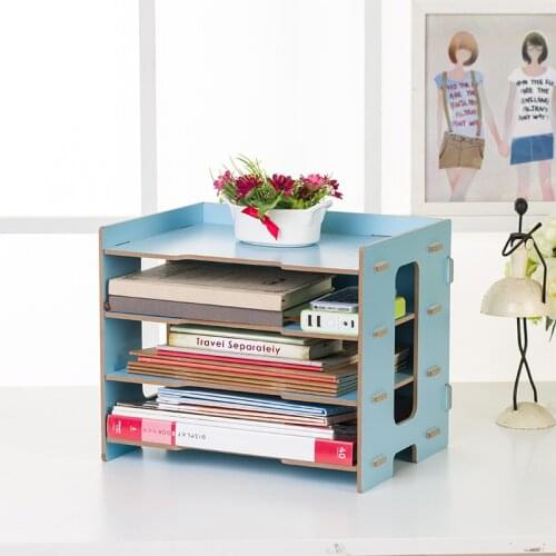Multi-layer Wooden File Desktop Storage Box Data Rack For Office Supplies Locker Magazine Multifunctional Storage Box ZH304